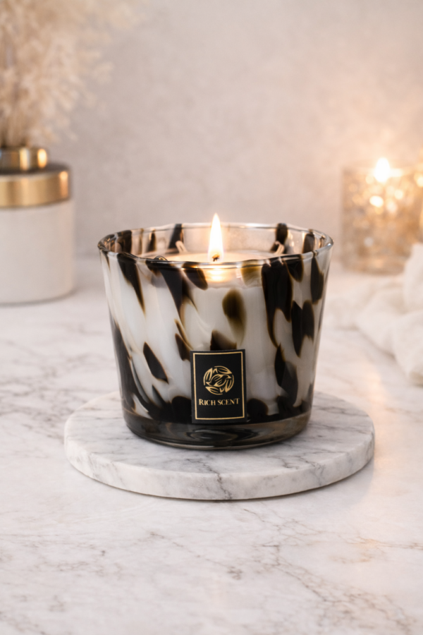 נר   RICH 10  צבע לבן שחור - Image 2