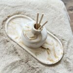 מגש מולאן לבן שמנת חום