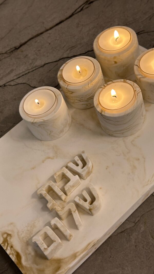 מגש 5 פמוטים לשבת קודש - Image 2