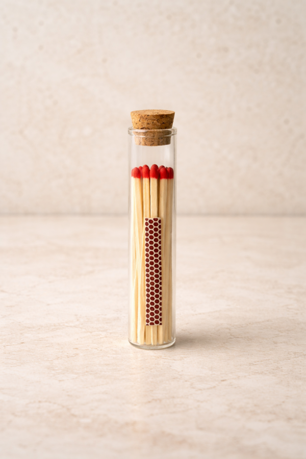 בקבוק זכוכית מעוצב עם גפרורים - Image 2