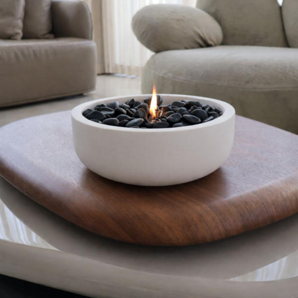 קערת אש הרמס מבטון בצבע לבן טבעי - Image 4