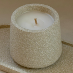 נר ביל בטקסטורת אבן לבן שמנת